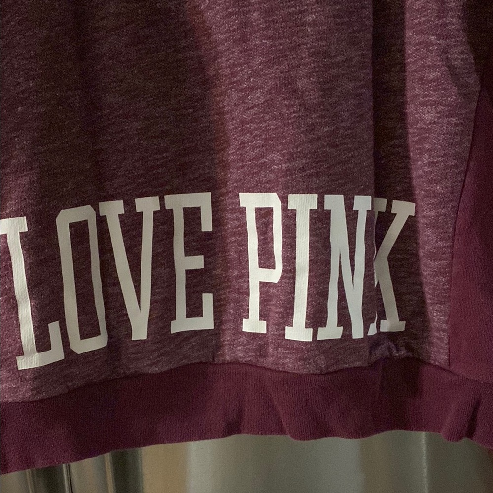 PINK Victoria's Secret Women's Burgundy Quarter Zip Sweater - Picture 5 of 6